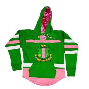 AKA เสื้อฮู้ดสีเขียวฮอกกี้ แบบยูนิเซ็กส์ ปักตัวอักษรกรีก สไตล์สปอร์ต ลำลอง สตรีทแวร์ ทรงพอดีตัว - Product Image 1