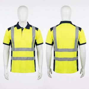 เสื้อโปโลทำงานแบบมองเห็นได้ชัดเจน 180 GSM โพลีเอสเตอร์ สีเหลืองกรมท่า แถบสะท้อนแสง ชุดยูนิฟอร์มนิรภัย รับสกรีนโลโก้ ชุดทำงาน - Product Image 1