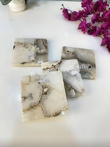 Decorative White <b>Agate</b> <b>Coaster</b> Set Handmade Stone <b>Coasters</b> for Cups Mugs & Glasses Wholesale Available - Product Image 2