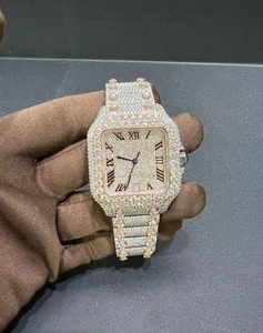 Reloj de Lujo Cuadrado de Acero Inoxidable con Bisel de Diamantes, Números Romanos, Esfera Analógica, Visualización de Fecha, Unisex, Mecánico, con Alarma - Product Image 6