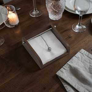 Handmade Personalized Pattern Tabletop Napkin <b>Holder</b> Square Box Shape Wood Base Steel <b>Rod</b> Small size Modern Dining Table By UO - Product Image 1