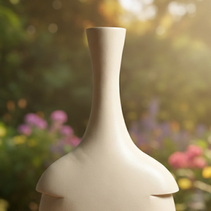 Jarrón de flores de aluminio fundido de lujo con recubrimiento en polvo color crema, escultura moderna de estilo nórdico con diseño en capas para decoración moderna del hogar y de la mesa. - Product Image 3