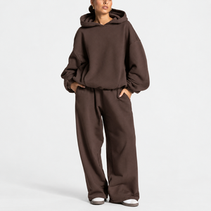 Ensemble de survêtement ample et décontracté pour femme, coupe ample, poids lourd 500 GSM, tenue deux pièces confortable, vêtements de mode streetwear - Product Image 1