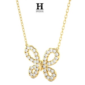 Pendentif papillon serti de diamants, collier en or 14 carats, fabricant de bijoux de luxe - Product Image 1