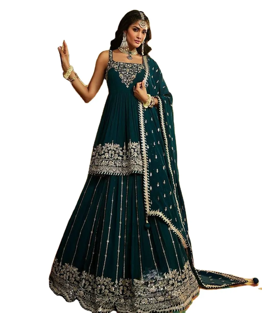 فستان زفاف هندي جاهز تصميم هندي Lehenga With Dupatta تشكيلة ملابس هندية للتصدير