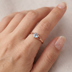 New Arrival Memoria Jewels 925 Sterling Silver Handmade <b>Ring</b> London Blue Topaz Gemstone Rose Gold Plated Bezel Setting Inlay - Product Image 5