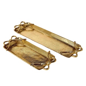 Plateaux décoratifs, coffrets cadeaux, design nœud, plateau et vaisselle de luxe, décoration de table pour anniversaire, mariage, fête, plateaux de service, finition dorée - Product Image 1