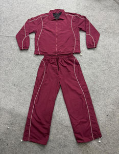 Drawstring <b>Trouser</b> and Zipper Jacket 100% Nylon Reflective Lines Water Proof Oversized Windbreaker Tracksuit For Men's - Product Image 1