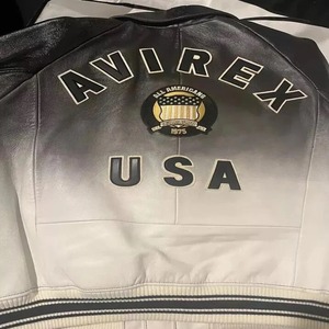 Blouson bomber vintage en cuir ombré style Avirex, unisexe, style varsity - Product Image 3