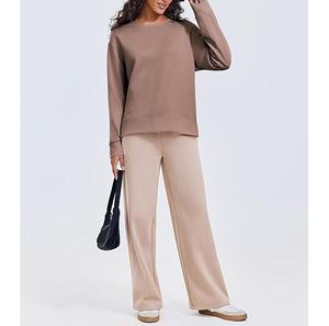 Wholesale Price Luxury Long Sleeve Round Neck Shoulder Slope Solid Comfortable Casual Women's Cotton Sweatshirt From Bangladesh - Product Image 4