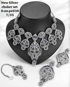 Ensemble de bijoux de mariage pour femmes, collier en argent plaqué avec pierres taillées en marquise et boucles d'oreilles Tika, vente en gros, fabricants - Product Image 5