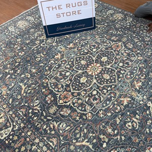 Hand Knotted Wool 8x10 Traditional Persian Medallion Design <b>Green</b> <b>And</b> <b>Grey</b> Area <b>Rug</b> - Product Image 5