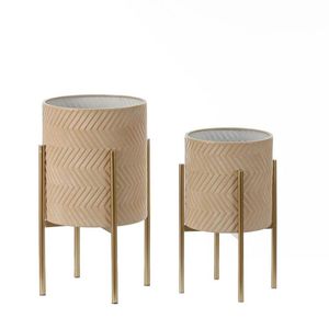 Linea Exports Inc Modern Style Gold Plated Metal Planter Stand Indoor Outdoor Flower Pots Planters Home Decorative Garden Unique - Product Image 3