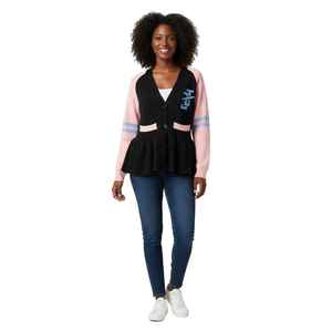 Suéter Cárdigan Peplum para Mujer, Cuello en V con Botones, Manga en Contraste, Estilo Casual para Otoño e Invierno - Product Image 2