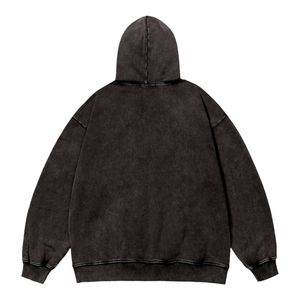 Sudadera con Capucha para Hombre, Color Negro Azulado, Lavado Ácido, Mezcla de Algodón, Cómoda, Premium, Estilo Urbano - Product Image 2