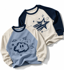 เสื้อยืดแขนยาวทรงแร็กแลนผ้าวาฟเฟิลสำหรับผู้ชาย แต่งขอบตัดกัน พิมพ์ลายการ์ตูน สไตล์ลำลอง คอกลม - Product Image 6