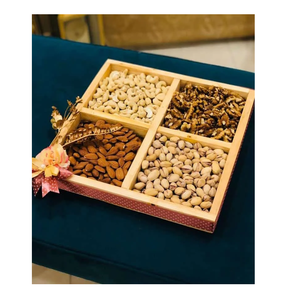 Wood Dry Fruits Box Luxury Design Business Gifts Wood Divided Nut Tray Rectangle Handcrafted Wood <b>Storage</b> Container - Product Image 1