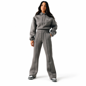 Ensemble sweat à capuche gris oversize ONETEN et pantalon polaire décontracté unisexe, tenue assortie hiver, logo dessin animé sur le devant, respirant 300g - Product Image 4