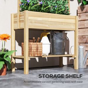 Classic Wooden Raised Garden Bed Trellis Storage Shelf Outdoor Planter Box for <b>Vegetables</b> Flowers Herbs-Includes Watering <b>Pot</b> - Product Image 5
