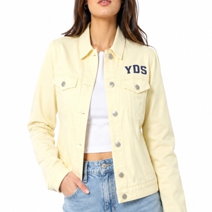 Chaqueta Vaquera para Mujer, Transpirable, con Estampado de Halcón, Cuello con Botones, Logotipo Frontal, Estilo Primavera, Hecha a Medida - Product Image 1