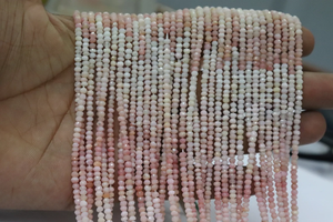 Perles de rondelle à facettes en opale rose naturelle brin d'opale rose ombré brins de pierres précieuses organiques - Product Image 4