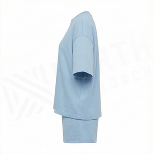 Conjunto de 2 Piezas de Alta Calidad para Mujer, Estilo Formal, Sólido, por Encima de la Rodilla, Camiseta de Manga Corta y Pantalones Cortos - Product Image 3