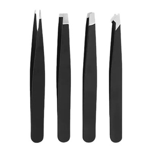 Pinzas de Cejas Modernas de Acero Inoxidable Hechas a Mano, Diseño de Punta Inclinada, Duraderas, Precisas, 4 Piezas - Product Image 2