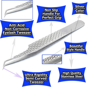 แหนบต่อขนตาปลายแหลมขนาด 10 มม. ดีไซน์เพชร จับถนัดมือ  วัสดุสแตนเลสขัดเงา - Product Image 6