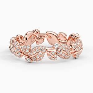 Anillo de Eternidad de Oro Amarillo con Diamantes Cultivados en Laboratorio Certificados por IGI, Engaste Pavé, Diseño de Planta, Joyería Fina de Lujo para Mujer - Product Image 5