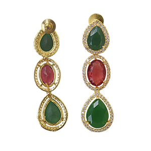 Laxmi Jewellers Emerald Crystal Drop <b>Earrings</b> 18K Gold Plated Women's Fashion Jewelry Bridal Wedding Dangle <b>Earrings</b> - Product Image 4
