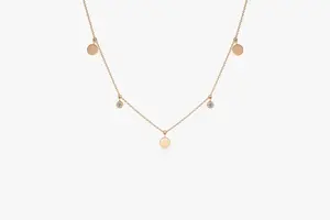 Collar de Oro de 14k con 2 Diamantes Naturales de Corte Brillante, Diseño Delicado con Disco de Oro, Joyería Fina de Lujo Unisex, Nueva Llegada 2026, Tendencia - Product Image 4