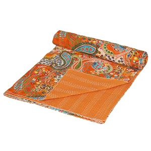 Colcha Kantha Hecha a Mano, de Algodón, Bordada, con Parches, Reversible, con Estampado Paisley, para el Hogar, la Playa y Hoteles - Product Image 2