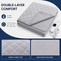 Surmatelas chauffant électrique 200*150cm en flanelle 220V, 10 réglages de chaleur, arrêt automatique, lavable en machine pour literie d'hiver