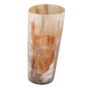 Personalizado exquisito Vintage oso bebiendo Koi taza hecha a mano cuerno Natural corto antiguo tallado estilo Animal negocio perfecto - Product Image 1