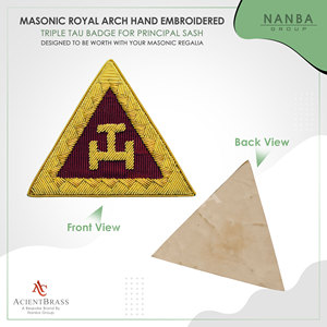 Insignia de la Hermandad Real del Arco (Triple Tau Bordado) 6.5cm X 6.5cm, Tela, Estilo Clásico - Product Image 3