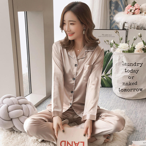 Conjunto de Pijamas de Verano y Primavera para Mujer, Orgánico, Transpirable, de Satén y Seda, Diseño de Diseñador, Manga Larga, Tallas Grandes de la M a la 5XL - Product Image 4