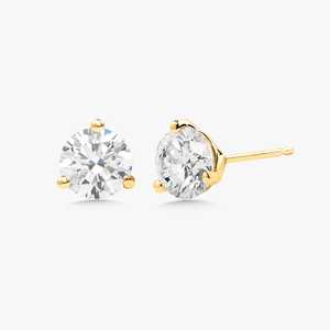 ต่างหูเพชรทรงกลม 3 กะรัต เพชรเลี้ยงในห้องปฏิบัติการ ทองคำแท้ 14K 18K แบบเรียบหรู ประดับเพชรเดี่ยว 3 ขา แบบกดติด ขายส่ง - Product Image 1