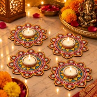 Décoration artisanale indienne pour Diwali et anniversaires, motif mandala vibrant en forme de fleur, en métal durable, écologique et tendance