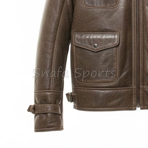 Veste en cuir d'agneau doublée de fourrure, style bomber, livraison rapide, confortable, pour homme, en vente - Product Image 4
