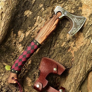 Hacha Vikinga Raven Forjada a Mano con Mango de Madera y Empuñadura de Cuero OEM ODM Venta al por Mayor Directo de Fábrica - Product Image 1