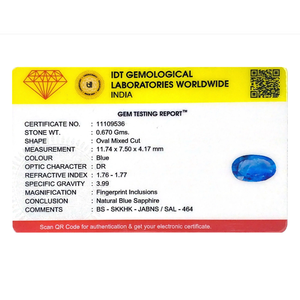 พลอยไพลินสีฟ้า 3.35 กะรัต ทรงบริลเลียนท์คัท สำหรับเครื่องประดับชั้นดี - Product Image 4