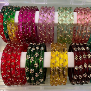 Pulseras de Vidrio de Circonia Talla 2.6/2.8: Pulseras de Vidrio de Colores Variados Estilo Indio y Pakistaní, Pulseras para Baby Shower - Product Image 1