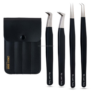 Pince à épiler de beauté en acier inoxydable en gros d'usine Extensions de cils à pointe de fibre Pince à épiler de volume Pince à épiler lisse - Product Image 1