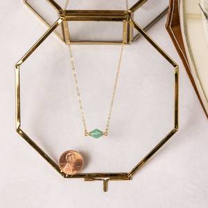 Pendentif en amazonite verte véritable, forme biconique, chaîne en argent 925 plaqué or délicat, style vintage, bijoux de fiançailles - Product Image 3