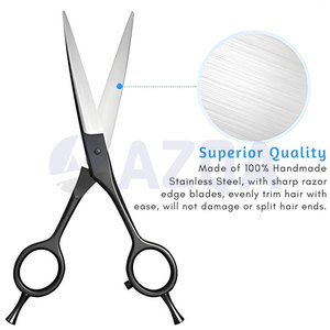 Ciseaux de coiffure professionnels en acier inoxydable, vente en gros, manche noir, avec étui de rangement en cuir PU - Product Image 5