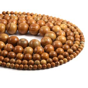 Cuentas de Jaspe Natural con Vetas de Madera Amarilla, Lisas, en Hilo de 15 Pulgadas, Sueltas, Certificadas por IGI, 100% Hechas a Mano para Joyería DIY - Product Image 3