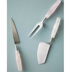 Ensemble de couverts à fromage modernes en acier inoxydable de forme unique, emballage personnalisé offrant un design distinctif et une grande fonctionnalité pour - Product Image 1