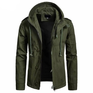 Men Windproof Olive Green Black Tan Hooded Jacket Zip Button Front Drawstring Urban <b>Parka</b> <b>Coat</b> Outerwear Turn-down Collar - Product Image 2