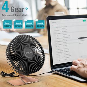 Ventilateur de bureau USB de 6 pouces avec 4 vitesses, silencieux, flux d'air puissant, inclinaison réglable à 90 degrés, mini clip pour utilisation sur le bureau, la table ou le bureau - Product Image 5