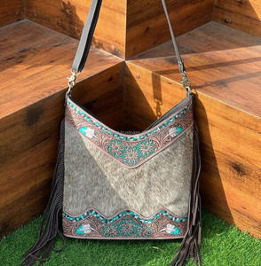 Nuevo Real hecho a mano elegante pelo en cuero de vaca mecanizado Boho Fringe Sling Bags Western Fashion Women Tassel Crossbody Bags - Product Image 6